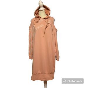 Puma Peach Women's Cold Shoulder Hoodie Dress Size Small Petite
